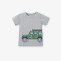 Boys grey short sleeve t-shirt featuring a colorful camouflage off-road car graphic - 2Y(90cm) / Gray Printed Top (51829)