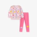 Ensemble d'automne pour fillettes avec sweat à fleurs et leggings roses 2 pièces - 3Y(100cm) / Ensemble Pullover et Pantalon Imprimé Floral (K2033)