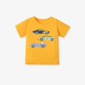 T-shirt jaune en coton pour garçons avec trois motifs de voitures de course - 2Y(90cm) / T-Shirt de Voiture de Course Jaune