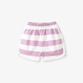 Short d'été rayé pour filles en violet et blanc avec taille élastique confortable - 4Y(110cm) / Short Rayé (22045K)