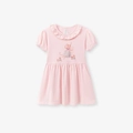 Roze katoenen meisjesjurk voor de zomer met ruffelkraag en sprookjesmuisprint - Roze / 2Y(90cm)