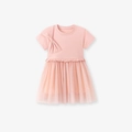 Rosa Sommerkleid für Mädchen mit großer Schleife und mehrlagigem Tüllrock - 2Y(90cm) / Rosa