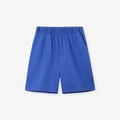 Toddler boys solid blue cotton knit shorts with wide elastic waistband and side pockets - 2Y(90cm) / Blue (1027)