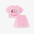 Roze tweedelige meisjeset met 'Love to Dance' t-shirt en gelaagde rok van tule - 2Y / Roze