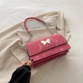Pink marble pattern crossbody bag with silver butterfly and elegant chain strap - Rose Pink