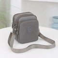 Bolso bandolera minimalista de lona gris con tres cremalleras y correa ajustable - Gris