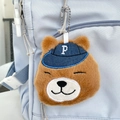 Portamonete orsetto di peluche marrone con cappuccio blu e portachiavi argento - Portachiavi orsetto con berretto / Circa 12*14 Cm