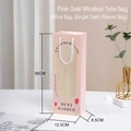 Pink rectangular gift bag with oval window and tulip floral prints, 36x12.5x8.5cm size - Oval Window Best Wishes-Pink / 36x12.5x8.5cm
