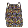 Ethnic striped drawstring backpack for women with colorful geometric tribal patterns - Purple and Yellow Geometric Ethnic Style (Style 2)