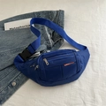 Riñonera deportiva azul real de tela Oxford de gran capacidad con logo naranja - Azul