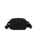 Fashionable black quilted cloud waist bag with adjustable strap and buckle closure - Black