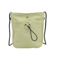 Light green nylon vertical phone bag with black drawstring pocket and slim crossbody strap - Green