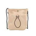 Minimalistische cremeweiße Nylon Handytasche mit Kordelzugtasche und schwarzem Gurt - Gebrochenes Weiß