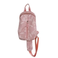 Pink minimalist crossbody bag featuring white cartoon bear prints and adjustable strap - Bare Bag / Pink