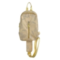 Light beige nylon crossbody chest bag featuring cute teddy bear prints and top handle - Bare Bag / Yellow