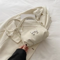 Chic cream white underarm bag with silver bow detail and stylish beaded strap - White
