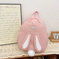 Mochila rosa infantil con orejas de conejo y detalle de cola de pompón suave - Rosa