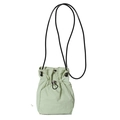 Light sage green nylon drawstring bucket bag with black rope shoulder strap for daily casual use - Green