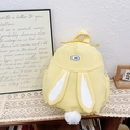 Mochila infantil amarillo brillante con orejas de conejo y pompón blanco estilo casual - Amarillo