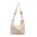Borsa hobo a mezzaluna bianco crema minimalista con ampia tracolla regolabile per pendolari - Bianco