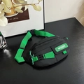 Sporty waist bag with black and neon green color-block design and WOAINI logo - Black and Green