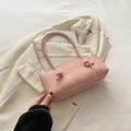 Pink underarm bag with marble pattern, knotted handle and sleek synthetic leather finish - Pink
