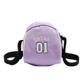 Mini light purple sporty crossbody bag with white China lettering and black shoulder strap - Purple