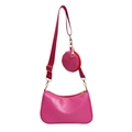 Set borsa a tracolla rosa 2-in-1 con cinturino in nylon e mini pochette rotonda - Rosa
