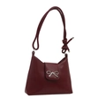 Minimalist burgundy faux leather shoulder bag with a silver metallic bow decoration - Red