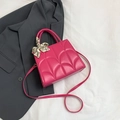 Sac bandoulière matelassé rose rouge avec poignée foulard et bandoulière réglable - Rose rouge