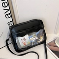 Borsa a tracolla ita nera in PU con finestra trasparente e inserto con cartoni - Nero