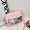 Borsa ita rosa con finestra trasparente a forma di cuore e tracolla regolabile - Rosa