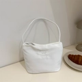 Sac à bandoulière en toile blanche minimaliste avec broderie et design épuré - Blanc