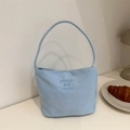 Petit sac à main bleu clair en tissu avec broderie pretty and libety élégante - Bleu Glace