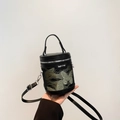 Black bucket bag with elegant butterfly embroidery and adjustable strap for women - Butterfly Embroidery Style / Black & Gold