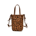 Mini tote bag featuring leopard print pattern with dual brown handles and thin straps - Leopard Brown