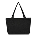 Minimalist black denim canvas tote bag for women with large capacity on white background - Black