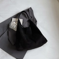 Borsa tote minimalista in pelle scamosciata nera capiente per il pendolarismo quotidiano - Nero