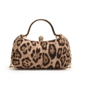 Vintage leopard print crossbody bag with gold handle and rhinestone clasp for evening parties - Khaki