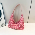 Rosa Schultertasche mit dunklen Flecken und glatter Kunstleder-Oberfläche für Damen - Rosa