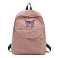 Pink school backpack for girls with purple butterfly print and Dreams text design - Pink