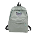 Cute light green school backpack with purple butterfly print and DREAMS slogan for girls - Green