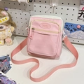 Pink and white crossbody ita bag with clear PVC window and adjustable strap for girls - Pink