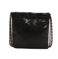 Elegant black sequin crossbody bag with gold-tone woven chain strap for women - Black