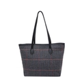 Grande borsa shopper a quadri Glen con manici in pelle nera e accenti di rosso - Nero Tipo 2