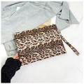 Bolso de mano con estampado de leopardo y correa de muñeca para un uso diario casual - Talla única / Marrón