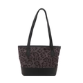 Grande borsa tote leopardata con base in pelle nera e spallacci coordinati - Nero
