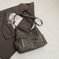 Bolso tote retro gris oscuro con textura lavada y correa de hombro ajustable - Marrón Oscuro