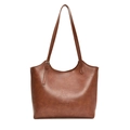 Brown vintage faux leather tote bag with large capacity for office commuting use - Brown No Pendant