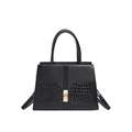 Sac à main chic noir avec texture pierre, fermoir doré et bandoulière amovible élégante - Noir